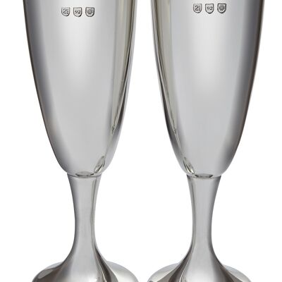 Pair of Polished Pewter Celebration Flutes