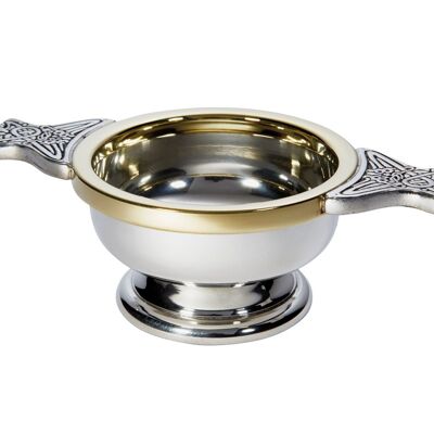 Small Brass rim Pewter quaich