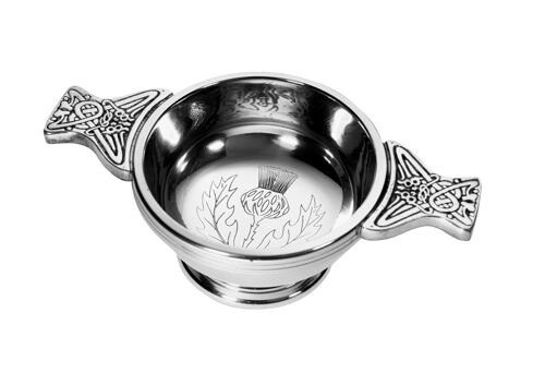 Small thistle pewter quaich