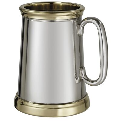 Wortley X Range Pewter and Brass heavy 1 pint tankard