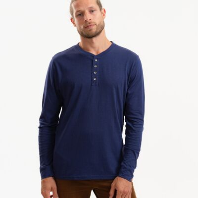 Henley long sleeve shirt Kayville blue made of TENCEL ™ Modal Mix