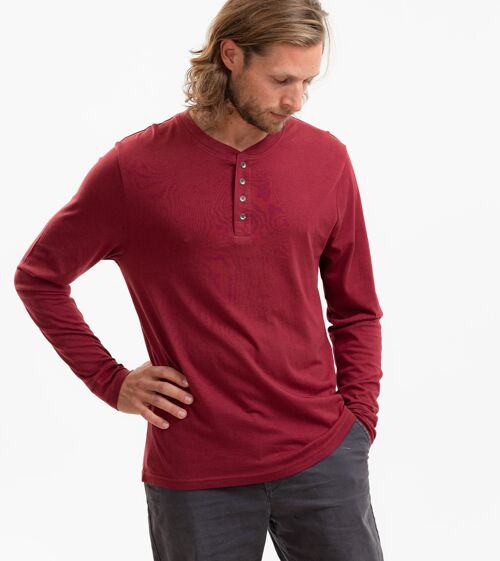 Henley Langarmshirt Kayville burgund aus TENCEL™ Modal Mix