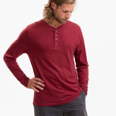 Camicia Henley manica lunga Kayville bordeaux realizzata in TENCEL™ Modal Mix