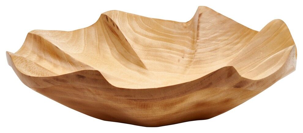 Ciotola in legno - portafrutta - insalatiera - modello Lotus Leaf - naturale - M (Øxh) 25 x 7.5cm