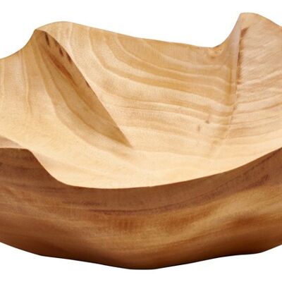 Wooden bowl - fruit bowl - salad bowl - model Lotus Leaf - natural - M (Øxh) 25 x 7.5cm