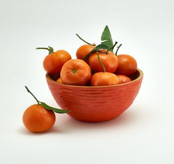 Bol en bois - bol à fruits - saladier - modèle Sculpté - orange - M (Øxh) 20cm x 10cm 3