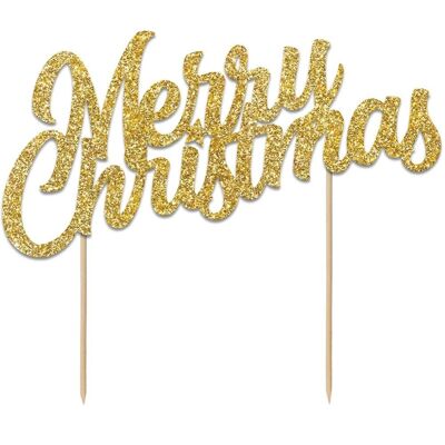 Glitter Buon Natale Cake Topper Oro