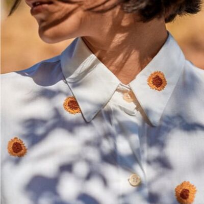 Hand Embroidered Shirt - Sunflower - S