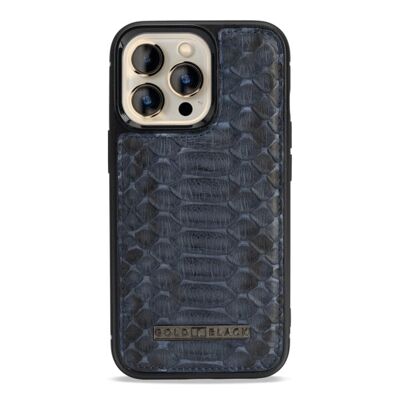 iPhone 13 Pro MagSafe Leder Case Python navy blau