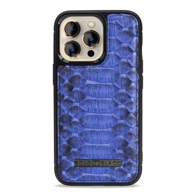 iPhone 13 Pro MagSafe Leder Case Python blau