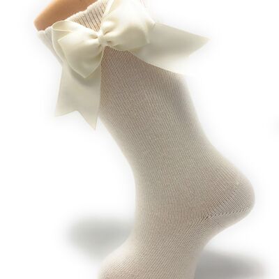 SOCKS WITH NATURAL BOW from 3 to 6 YEARS