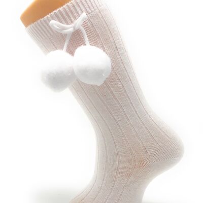 Socken mit weißen Pompons von 3 Monaten bis 2 Jahren