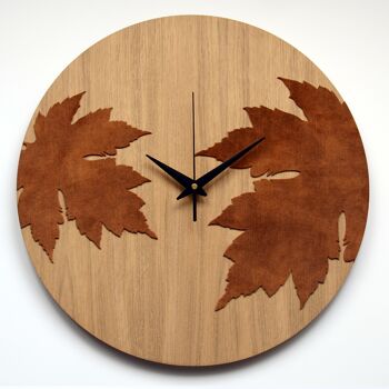 Horloge Murale AUTUMN - Horloge murale en bois avec feuilles de velours 1