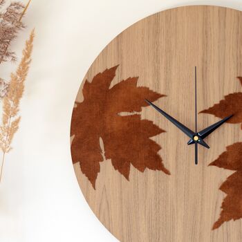 Horloge Murale AUTUMN - Horloge murale en bois avec feuilles de velours 3