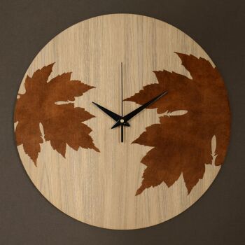 Horloge Murale AUTUMN - Horloge murale en bois avec feuilles de velours 4