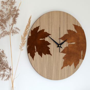 Horloge Murale AUTUMN - Horloge murale en bois avec feuilles de velours 6