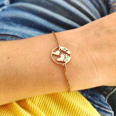 World Map Bracelet - GOLD