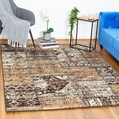Cacao Vintage Patch Work Pattern Rug - Texas - 60x110cm (2'x3'7")