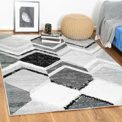 Grey Contemporary Geometry Rhombus Design Rug - Texas - 60x230cm