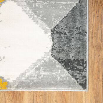 Tapis design losange à géométrie contemporaine moutarde/gris - Texas - 120x170cm (4'x5'8") 7