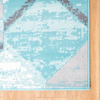 Tapis Design Rhombus Géométrie Contemporaine Bleu Oeuf Canard - Texas - 60x230cm 6