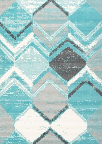 Tapis Design Rhombus Géométrie Contemporaine Bleu Oeuf de Canard - Texas - 190x280cm 2