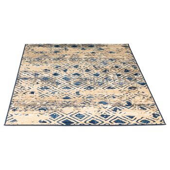 Tapis Contemporain Délavé Design Rhombus Bleu Marine - Texas - 280x365cm 6