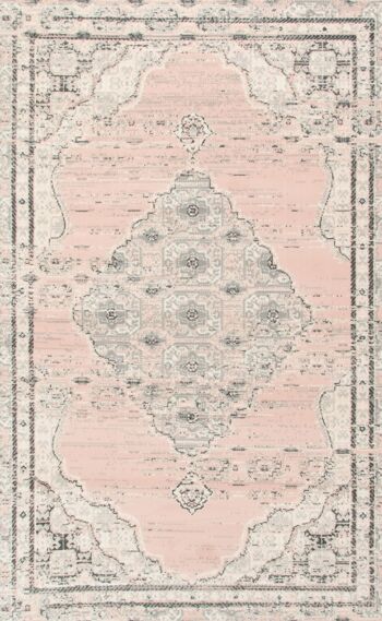 Tapis Kashan Oriental Délavé Contemporain Rose - Texas - 60x110cm (2'x3'7") 2