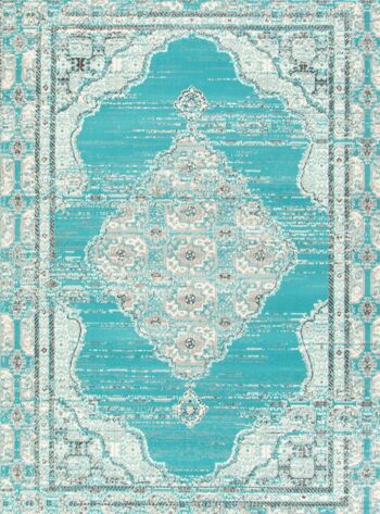 Tapis Kashan Oriental Délavé Bleu Contemporain - Texas - 120x170cm (4'x5'8") 2