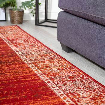 Tapis Contemporain Rouge Délavé Motifs Orientaux - Texas - 60x230cm 7