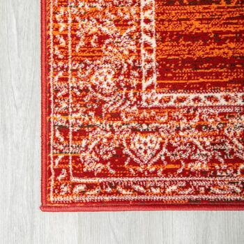 Tapis Contemporain Rouge Délavé Motifs Orientaux - Texas - 60x230cm 8