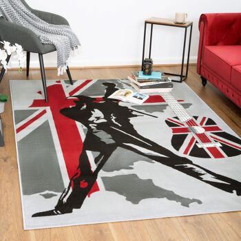 Tapis Gris Funky Union Jack Singer Print - Texas - 240x330cm 1