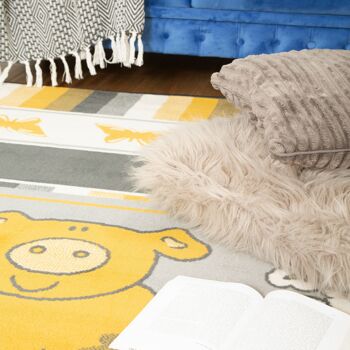 Tapis Imprimé Animaux Enfants Moutarde/Gris - Texas Animal Kingdom - 60 x 230cm 3