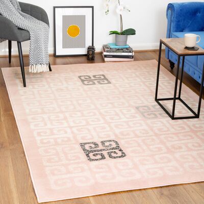 Pink Contemporary Deco Tiles Rug - Texas - 60x110cm (2'x3'7")