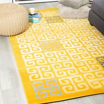 Mustard Contemporary Deco Tiles Rug - Texas - 190x280cm