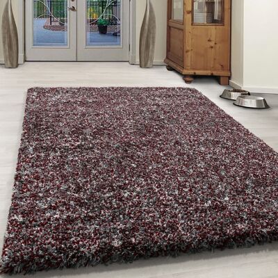 Grey/Red Mixed Shaggy Rug - Enjoy - 80x250cm