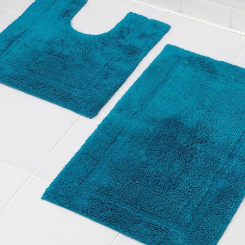 Teal Bath and Pedestal Mat Set