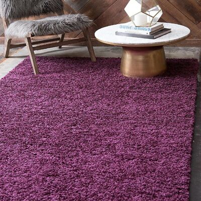 Aubergine Plain Shaggy Rug - California - 120x170cm (4'x5'8")