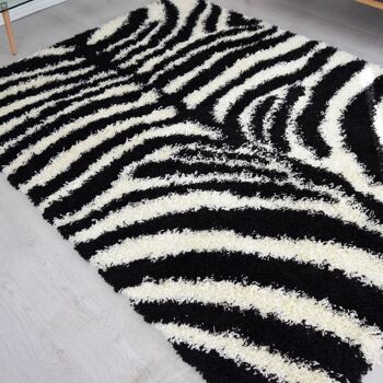 Tapis Shaggy Zebra Noir et Blanc - Californie - 60x110cm (2'x3'7") 4