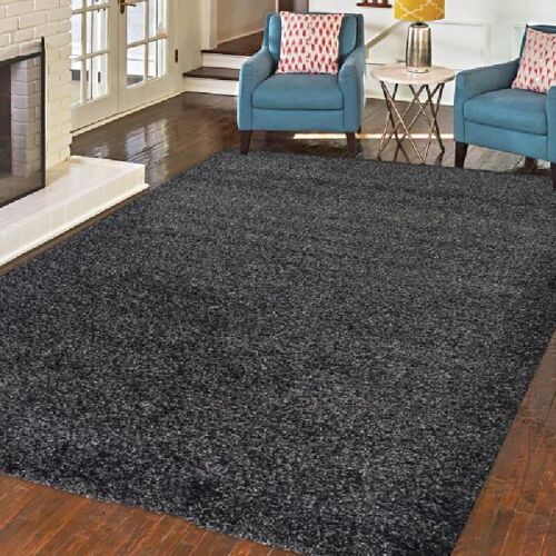 Charcoal Plain Shaggy Rug - California - 120x170cm (4'x5'8")