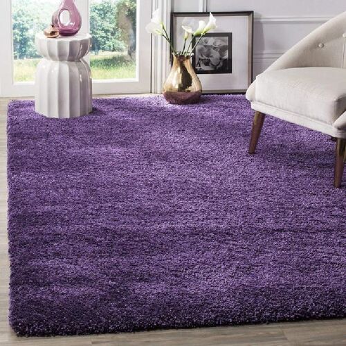 Purple Plain Shaggy Rug - California - 60x110cm (2'x3'7")