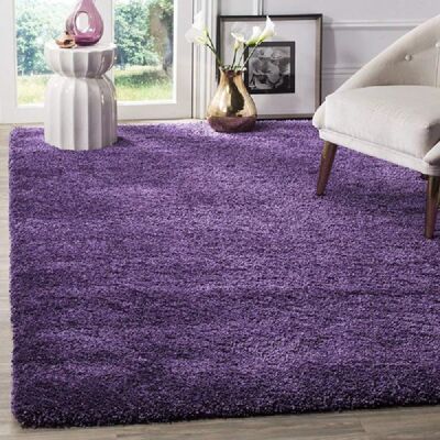 Purple Plain Shaggy Rug - California - 140x200cm