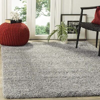 Silver Plain Shaggy Rug - California - 80x150cm (2'8"x5')