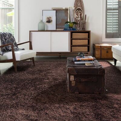 Brown Solid Shaggy Rug - New York - 60x110cm (2'x3'7")