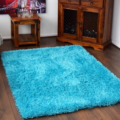 Teal Solid Shaggy Rug - New York - 80x150cm (2'8"x5')