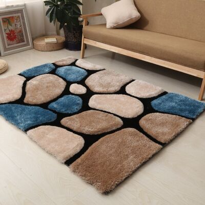 Blue and Brown 3D Pebbles Shaggy Rug - Hawaii - 80x150cm (2'8"x5')