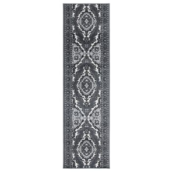 Tapis d'escalier / tapis de cuisine gris médaillon traditionnel - Texas (tailles personnalisées disponibles) - 60x720CM (2'X24') 2