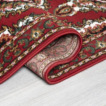 Tapis d'escalier / tapis de cuisine médaillon traditionnel rouge et crème - Texas (tailles personnalisées disponibles) - 60 cm x longueur - pi (personnalisé) 4