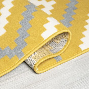 Tapis d'escalier / tapis de cuisine en carreaux géométriques jaunes et gris - Texas (tailles personnalisées disponibles) - 60x120CM (2'X4') 4