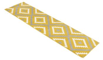 Tapis d'escalier / tapis de cuisine en carreaux géométriques jaunes et gris - Texas (tailles personnalisées disponibles) - 60x360CM (2'X12') 3